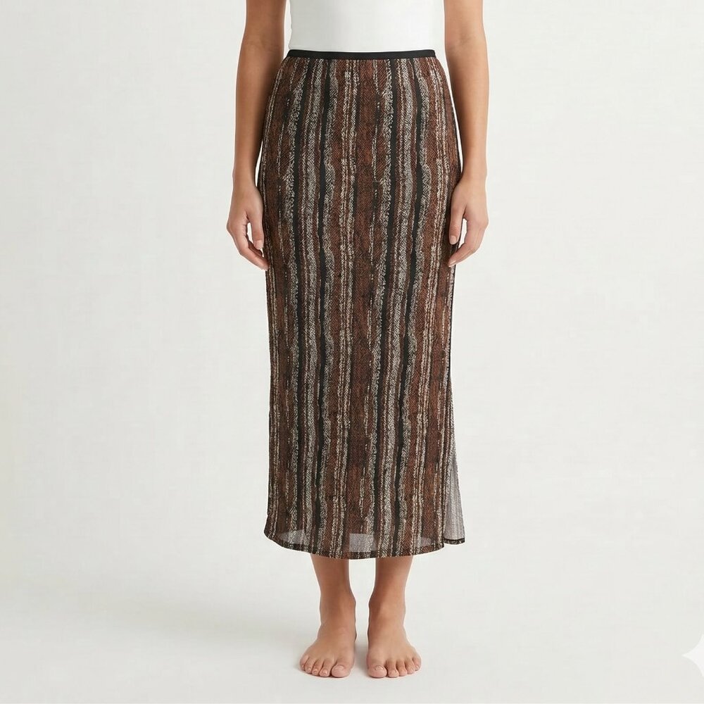 Kathie Lee Skirt Black Brown Grunge Animal Print Indie Casual XL